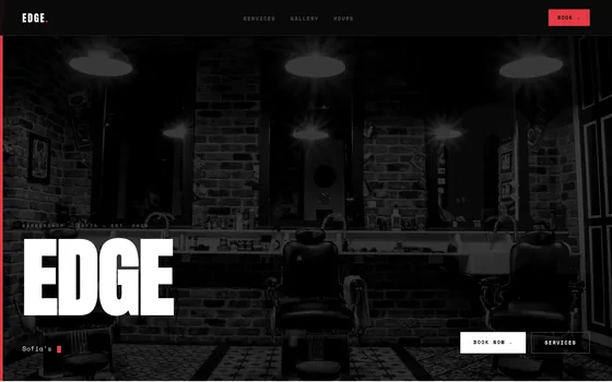The EDGE Barbershop homepage — a concept site for a barbershop, with a dark, sharp design