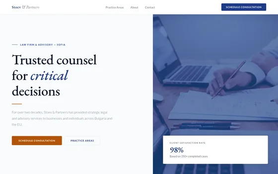 The Stoev & Partners site — a concept for a law firm, with a restrained, serious look