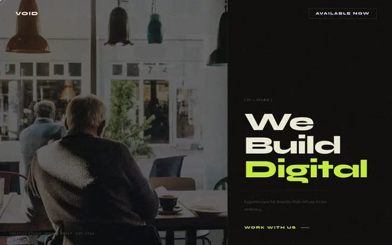 The VOID Studio site — a concept for a design studio, dark and experimental