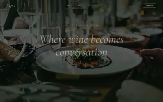 The Vigne site — a concept for a wine bar and kitchen, dark and intimate